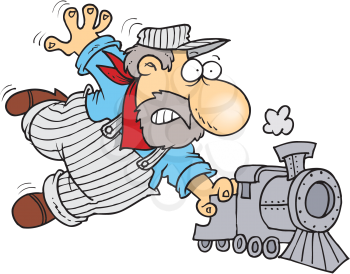 Royalty Free Clipart Image of a Man With a Model Train