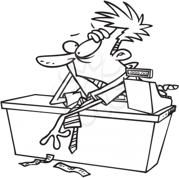 Royalty Free Clipart Image of a Man at a Cash Register