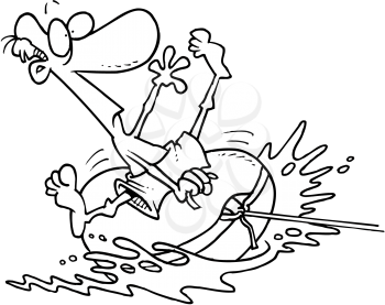 Royalty Free Clipart Image of a Man on a Dinghy