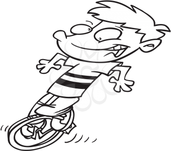 Royalty Free Clipart Image of a Boy on a Unicycle