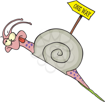 Royalty Free Clipart Image of a Snail Going Uphill
