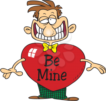 Royalty Free Clipart Image of a Man With a Valentine