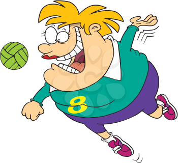 Royalty Free Clipart Image of an Overweight Volleyball Player