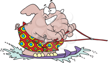 Royalty Free Clipart Image of an Elephant Waterskiing