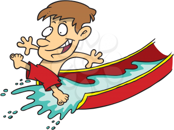 Royalty Free Clipart Image of a Child on a Waterslide