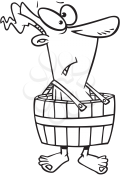 Royalty Free Clipart Image of a Man Wearing a Barrel