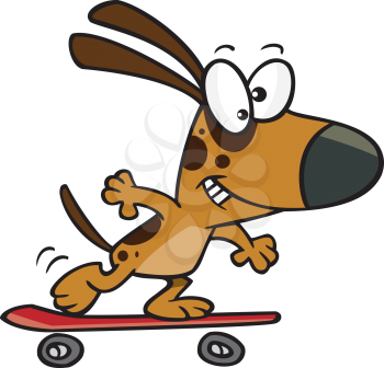 Royalty Free Clipart Image of a Dog on a Skateboard