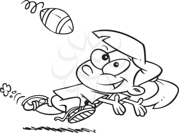Royalty Free Clipart Image of a Girl Catching a Football