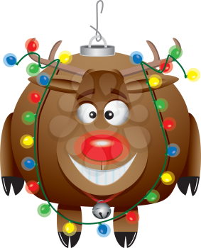 Royalty Free Clipart Image of a Rudolph Christmas Ornament