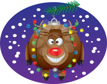 Royalty Free Clipart Image of a Rudolph Christmas Ornament