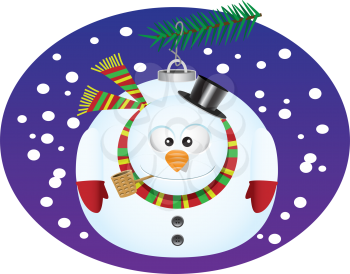 Royalty Free Clipart Image of a
Snowman Christmas Ornament