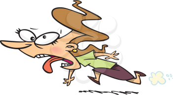 Royalty Free Clipart Image of a Scared Woman Running