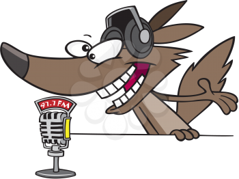 Royalty Free Clipart Image of a Wolf Radio Jockey