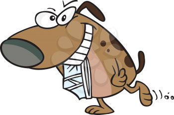 Royalty Free Clipart Image of a Dog With Briefs in Its Mouth