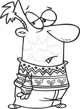 Royalty Free Clipart Image of a Man in a Colourful Christmas Sweater