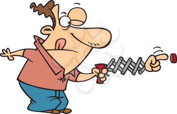 Royalty Free Clipart Image of a Man Pushing a Button