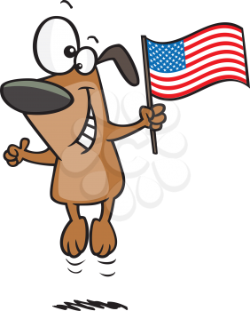 Royalty Free Clipart Image of a Dog With an American Flag