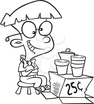 Royalty Free Clipart Image of a Boy With a Lemonade Stand