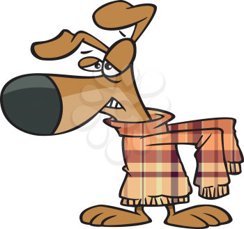 Royalty Free Clipart Image of a Dog in a Sweater