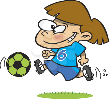 Royalty Free Clipart Image of a Girl Playing Soccer