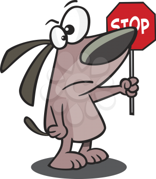 Royalty Free Clipart Image of a Dog Crossing Guard
