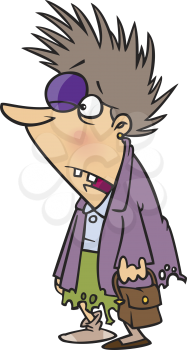 Royalty Free Clipart Image of a Shopping Survivor