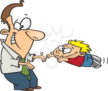 Royalty Free Clipart Image of a Son Jumping to His Father