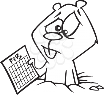 Royalty Free Clipart Image of a Groundhog Holding a Calendar