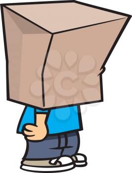 Royalty Free Clipart Image of a Boy Hiding Under a Bag