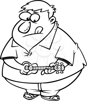Royalty Free Clipart Image of a Man Playing the Ukulele