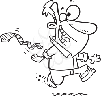 Royalty Free Clipart Image of a Man Running With His Tie Behind Him