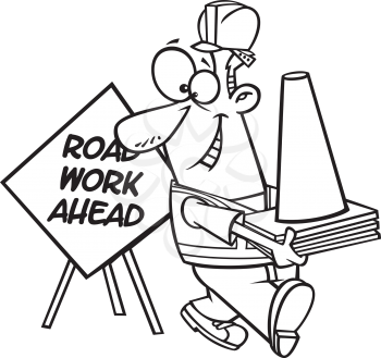 Royalty Free Clipart Image of a Roadway Worker