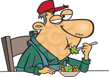 Royalty Free Clipart Image of a Man Eating Salad