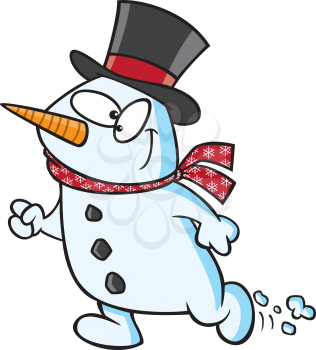 Royalty Free Clipart Image of a Snowman Walking