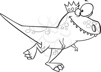 Royalty Free Clipart Image of a Tyrannosaurus Rex in a Crown