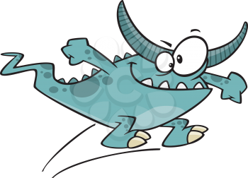 Royalty Free Clipart Image of a Monster Jumping