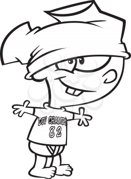 Royalty Free Clipart Image of a Boy With His Pants on His Head