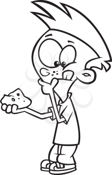 Royalty Free Clipart Image of a Boy Holding a Rock