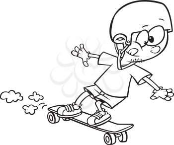 Royalty Free Clipart Image of a Boy Riding a Skateboard