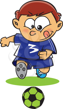 Royalty Free Clipart Image of a Boy Playing Soccer