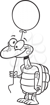 Royalty Free Clipart Image of a Turtle With a Balloon
