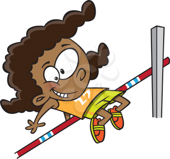 Royalty Free Clipart Image of a Girl Doing the High Jump