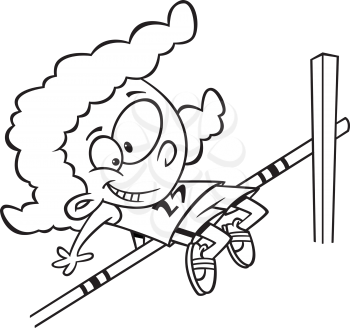 Royalty Free Clipart Image of a Girl Doing the High jUmp