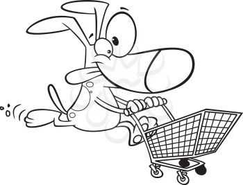 Royalty Free Clipart Image of a Dog With a Shopping Cart