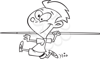 Royalty Free Clipart Image of a Boy Throwing a Javelin