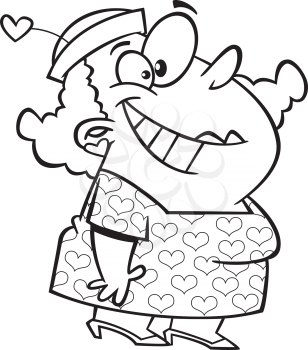Royalty Free Clipart Image of a Woman in a Heart Dress