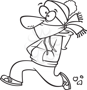 Royalty Free Clipart Image of a Man Running in the Cold