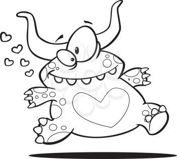 Royalty Free Clipart Image of a Monster With a Heart on Its Chest