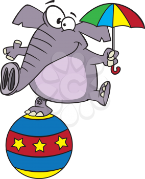 Royalty Free Clipart Image of an Elephant on a Ball