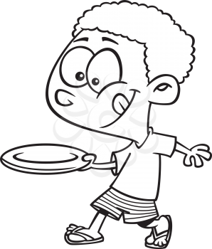 Royalty Free Clipart Image of a Boy Throwing a Disc